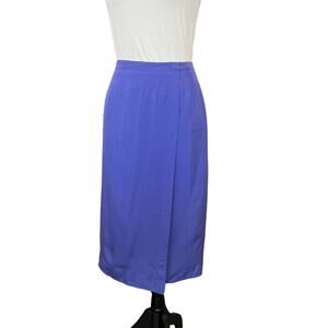 Vintage Linda Allard Ellen Tracy Size 12 Silk Wrap Lavender Pencil Skirt